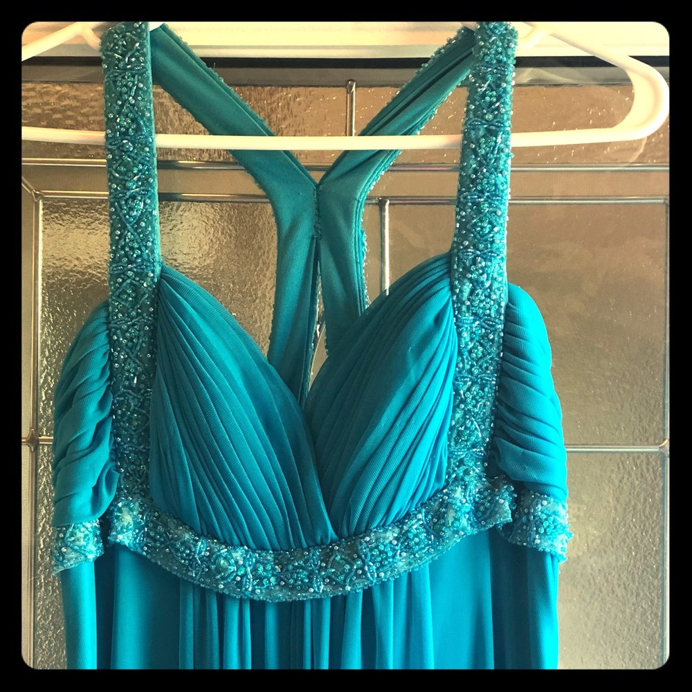 Beaded Teal Prom Dress (or for a formal Wedding)